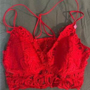 Red Lace Bralette adjustable straps